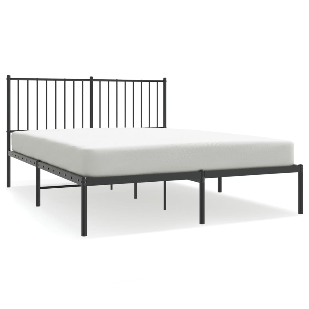 Metal Bed Frame without Mattress with Headboard Black 140x200 cm