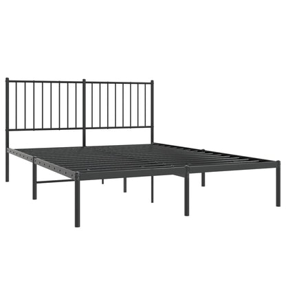 Metal Bed Frame without Mattress with Headboard Black 140x200 cm