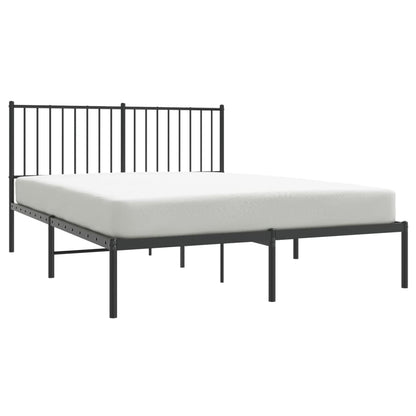 Metal Bed Frame without Mattress with Headboard Black 140x200 cm