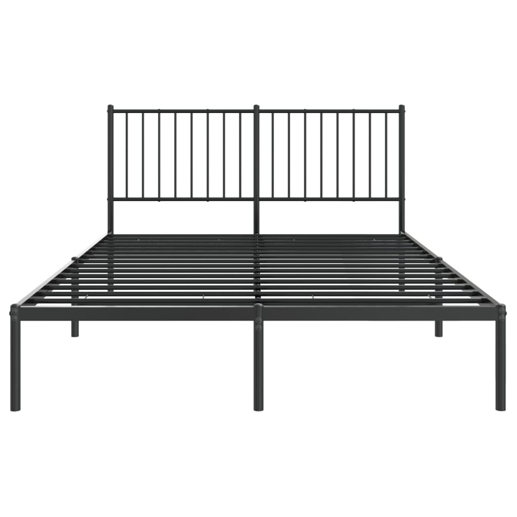 Metal Bed Frame without Mattress with Headboard Black 140x200 cm