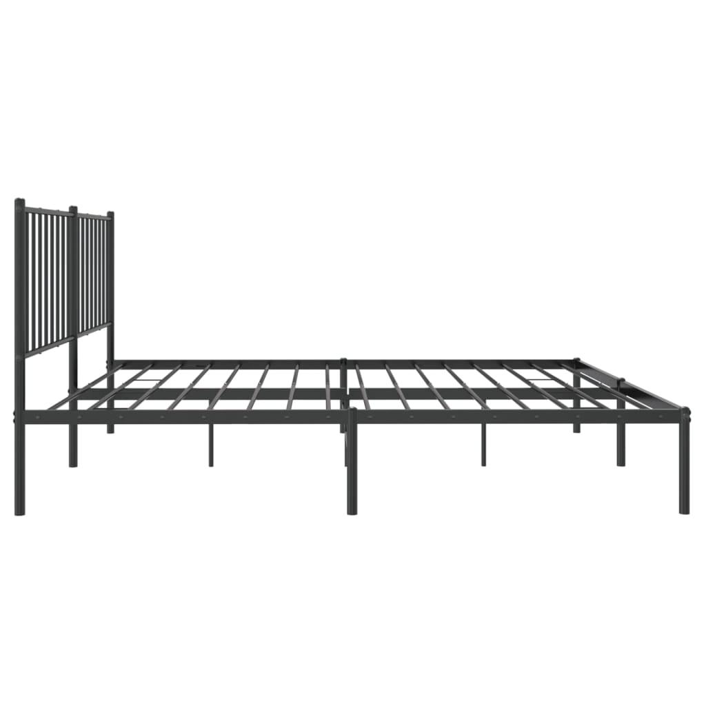 Metal Bed Frame without Mattress with Headboard Black 140x200 cm