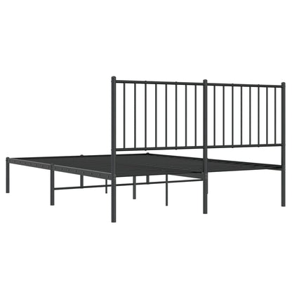 Metal Bed Frame without Mattress with Headboard Black 140x200 cm