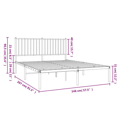 Metal Bed Frame without Mattress with Headboard Black 140x200 cm