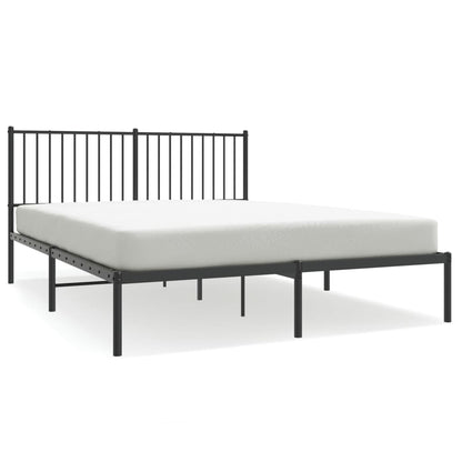 Metal Bed Frame with Headboard Black 150x200 cm King Size