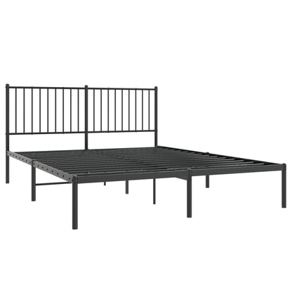 Metal Bed Frame with Headboard Black 150x200 cm King Size