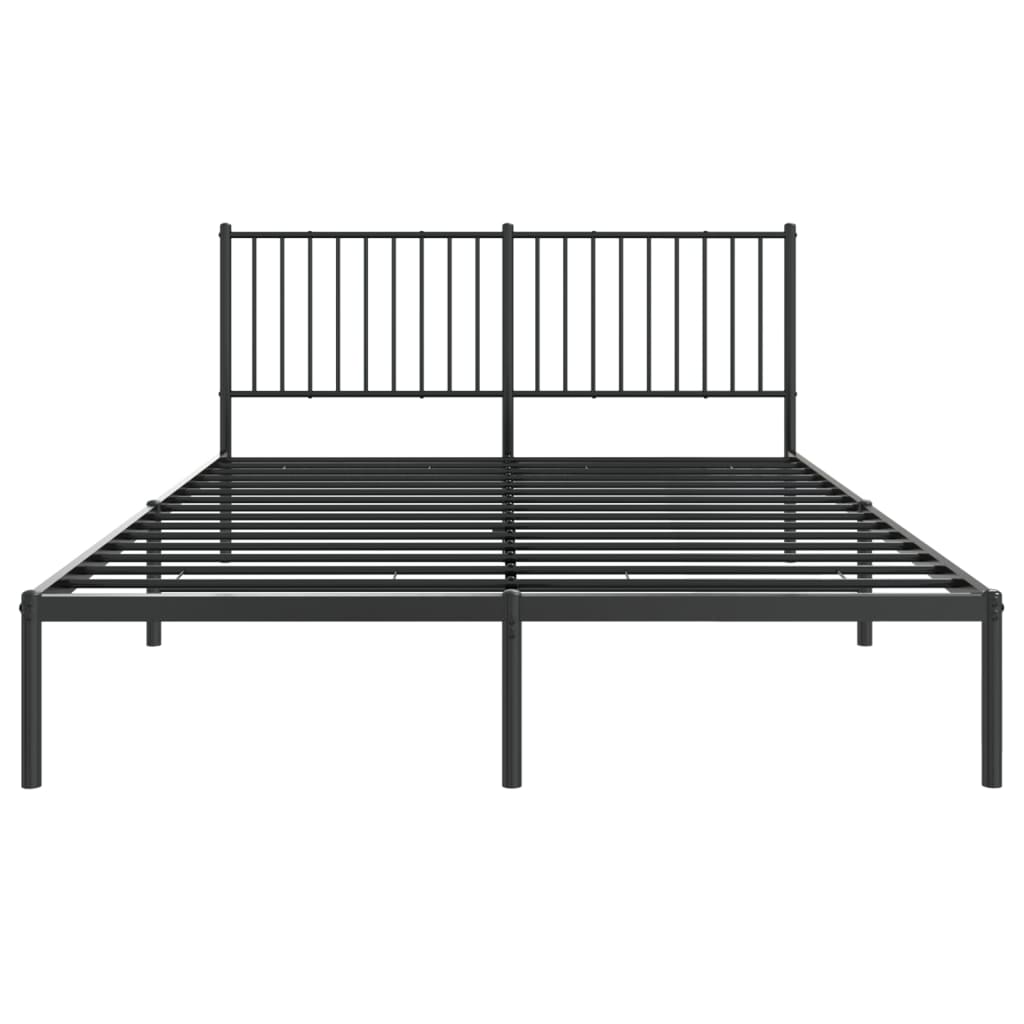 Metal Bed Frame with Headboard Black 150x200 cm King Size