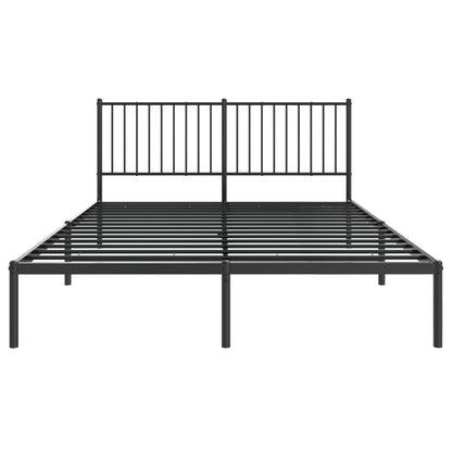 Metal Bed Frame with Headboard Black 150x200 cm King Size