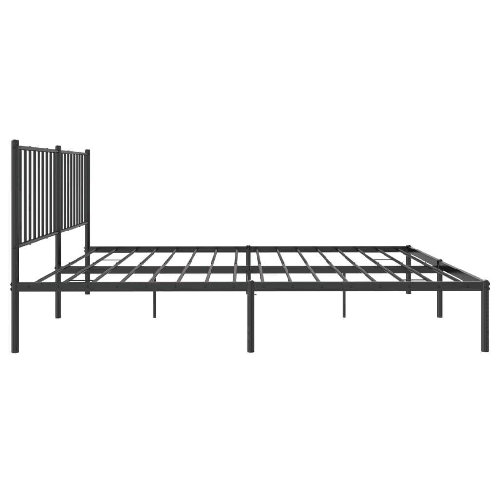 Metal Bed Frame with Headboard Black 150x200 cm King Size