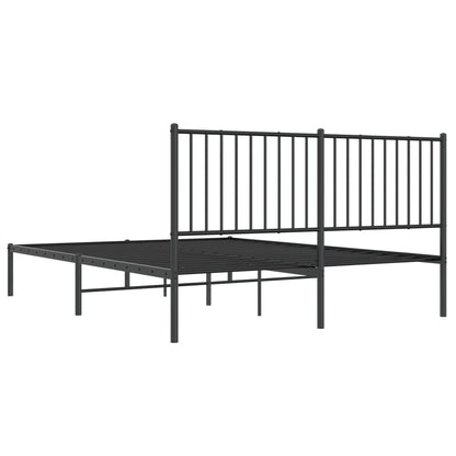 Metal Bed Frame with Headboard Black 150x200 cm King Size