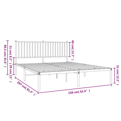 Metal Bed Frame with Headboard Black 150x200 cm King Size