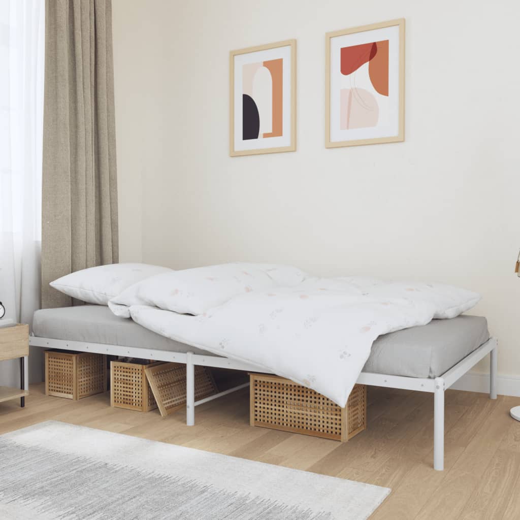 Metal Bed Frame White 100x200 cm