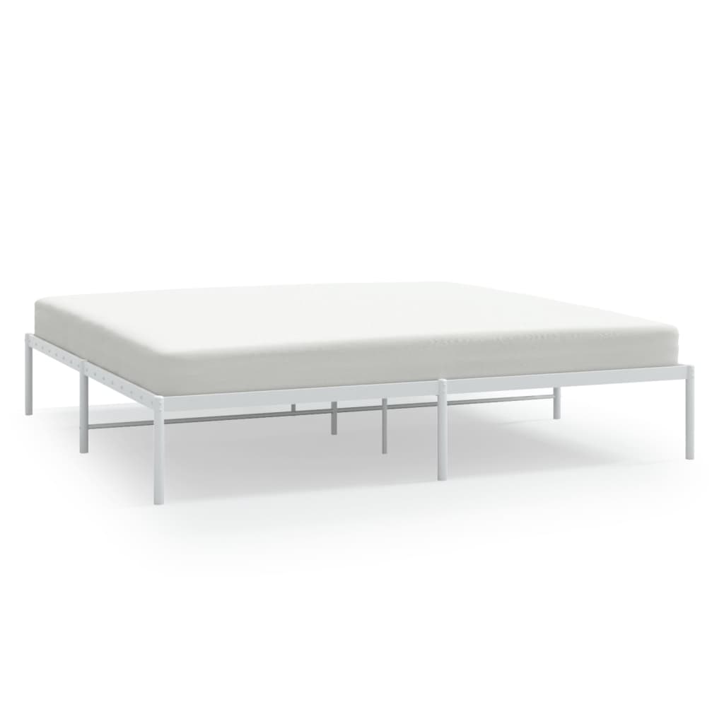 Metal Bed Frame without Mattress White 180x200 cm Super King