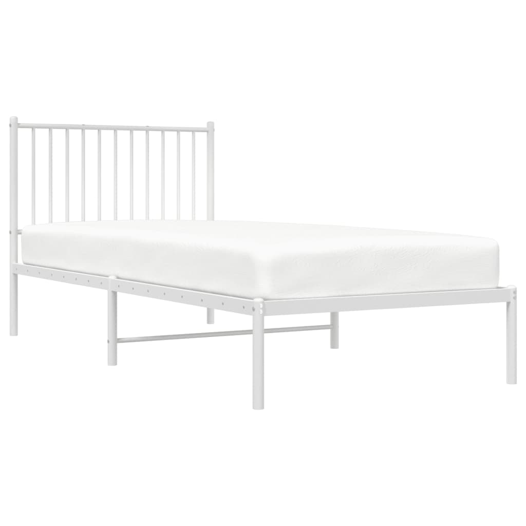 Metal Bed Frame with Headboard White 90x200 cm