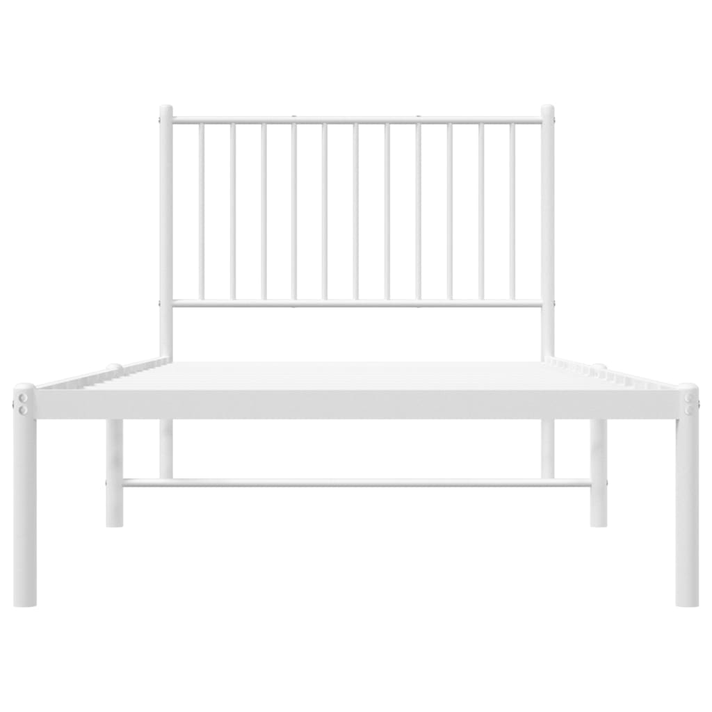 Metal Bed Frame with Headboard White 90x200 cm