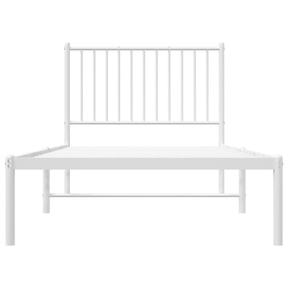 Metal Bed Frame with Headboard White 90x200 cm