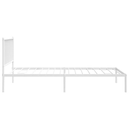 Metal Bed Frame with Headboard White 90x200 cm