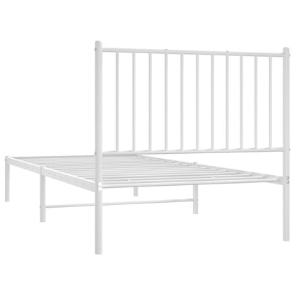 Metal Bed Frame with Headboard White 90x200 cm