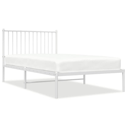 Metal Bed Frame with Headboard White 100x190 cm