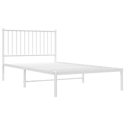 Metal Bed Frame with Headboard White 100x190 cm