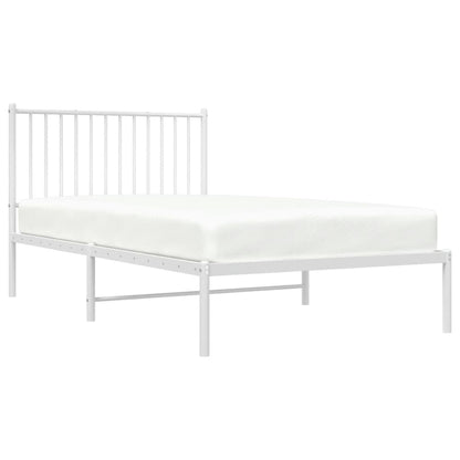 Metal Bed Frame with Headboard White 100x190 cm