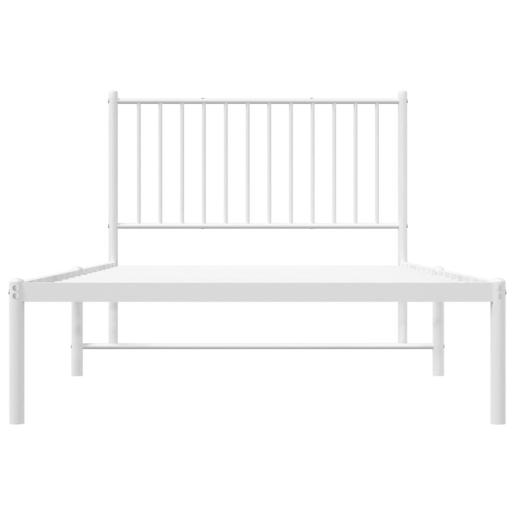 Metal Bed Frame with Headboard White 100x190 cm