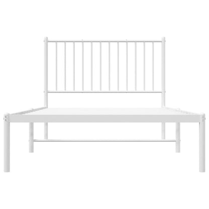 Metal Bed Frame with Headboard White 100x190 cm