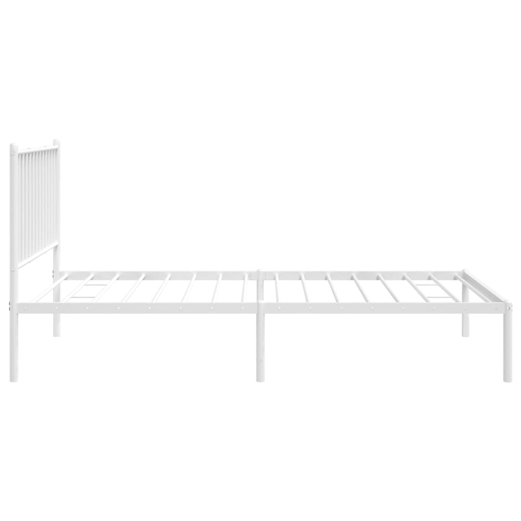 Metal Bed Frame with Headboard White 100x190 cm