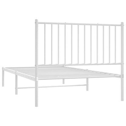 Metal Bed Frame with Headboard White 100x190 cm