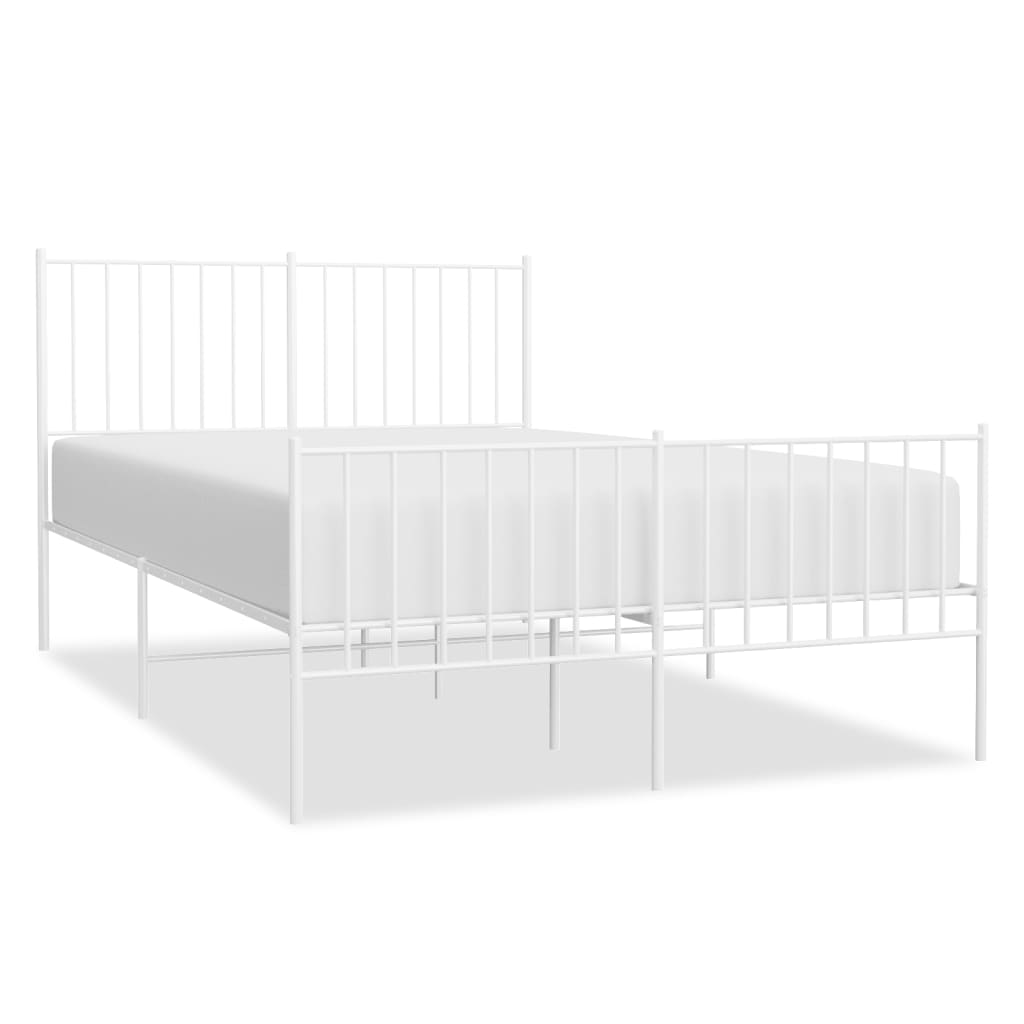 Metal Bed Frame without Mattress with Footboard White 120x200 cm