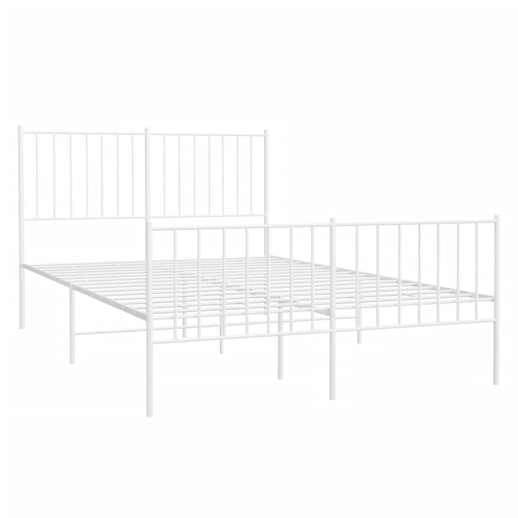 Metal Bed Frame without Mattress with Footboard White 120x200 cm