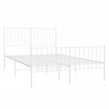 Metal Bed Frame without Mattress with Footboard White 120x200 cm