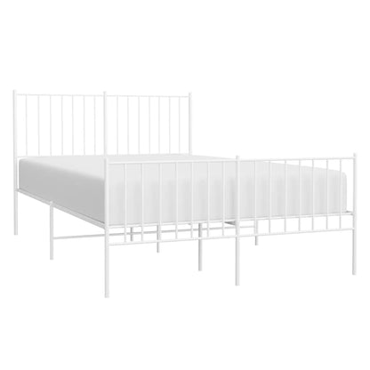 Metal Bed Frame without Mattress with Footboard White 120x200 cm