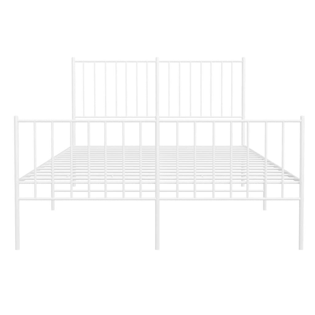 Metal Bed Frame without Mattress with Footboard White 120x200 cm