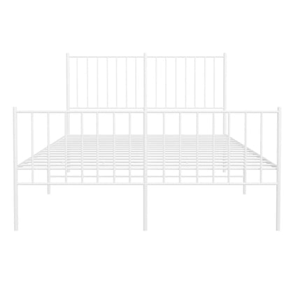 Metal Bed Frame without Mattress with Footboard White 120x200 cm