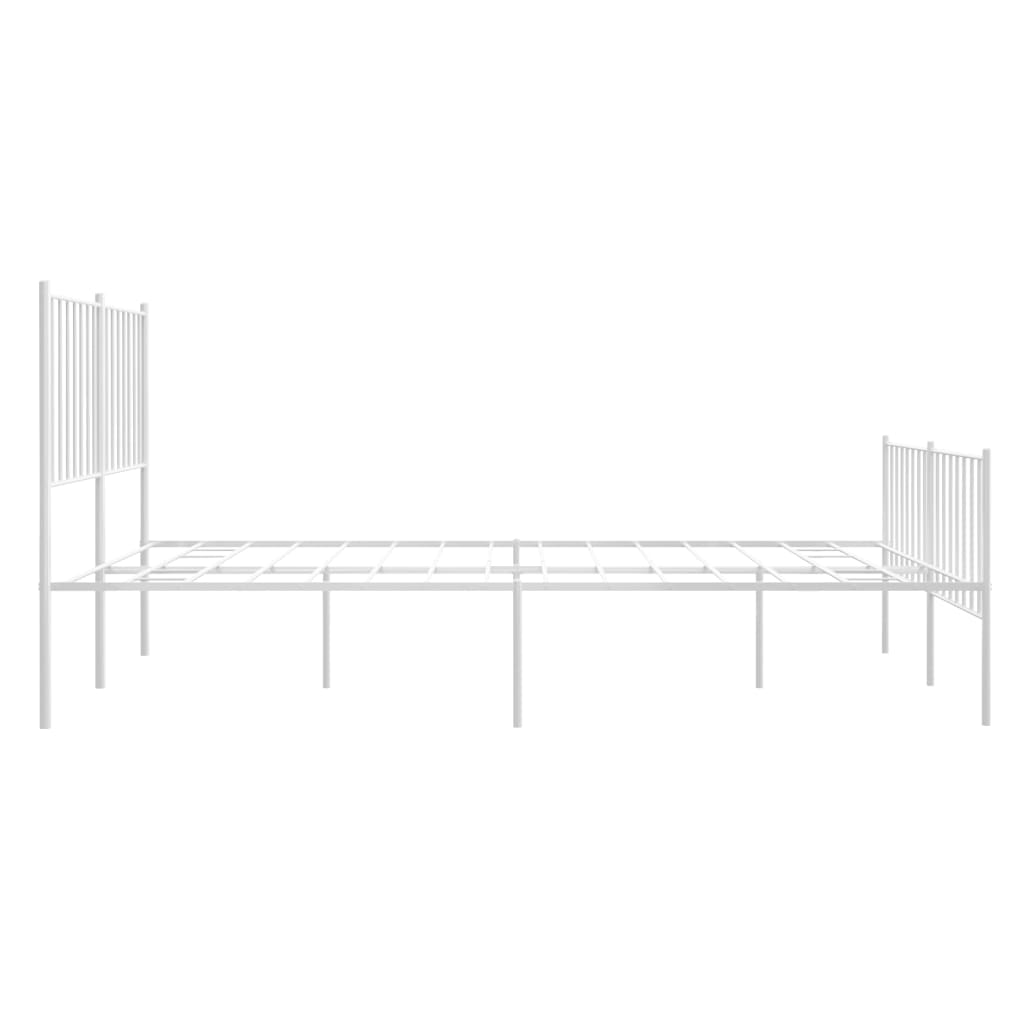 Metal Bed Frame without Mattress with Footboard White 120x200 cm