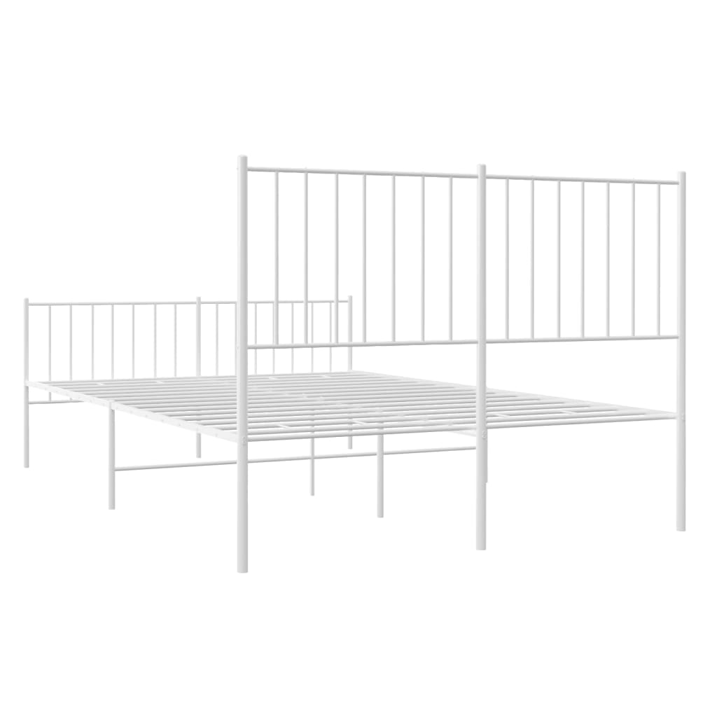 Metal Bed Frame without Mattress with Footboard White 120x200 cm