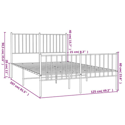 Metal Bed Frame without Mattress with Footboard White 120x200 cm