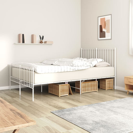 Metal Bed Frame without Mattress with Footboard White 120x200 cm