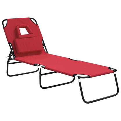 Folding Sun Lounger Red Oxford Fabric&Powder-coated Steel