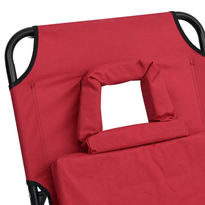 Folding Sun Lounger Red Oxford Fabric&Powder-coated Steel