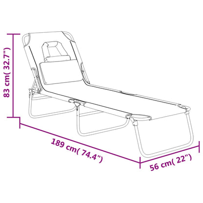 Folding Sun Lounger Red Oxford Fabric&Powder-coated Steel