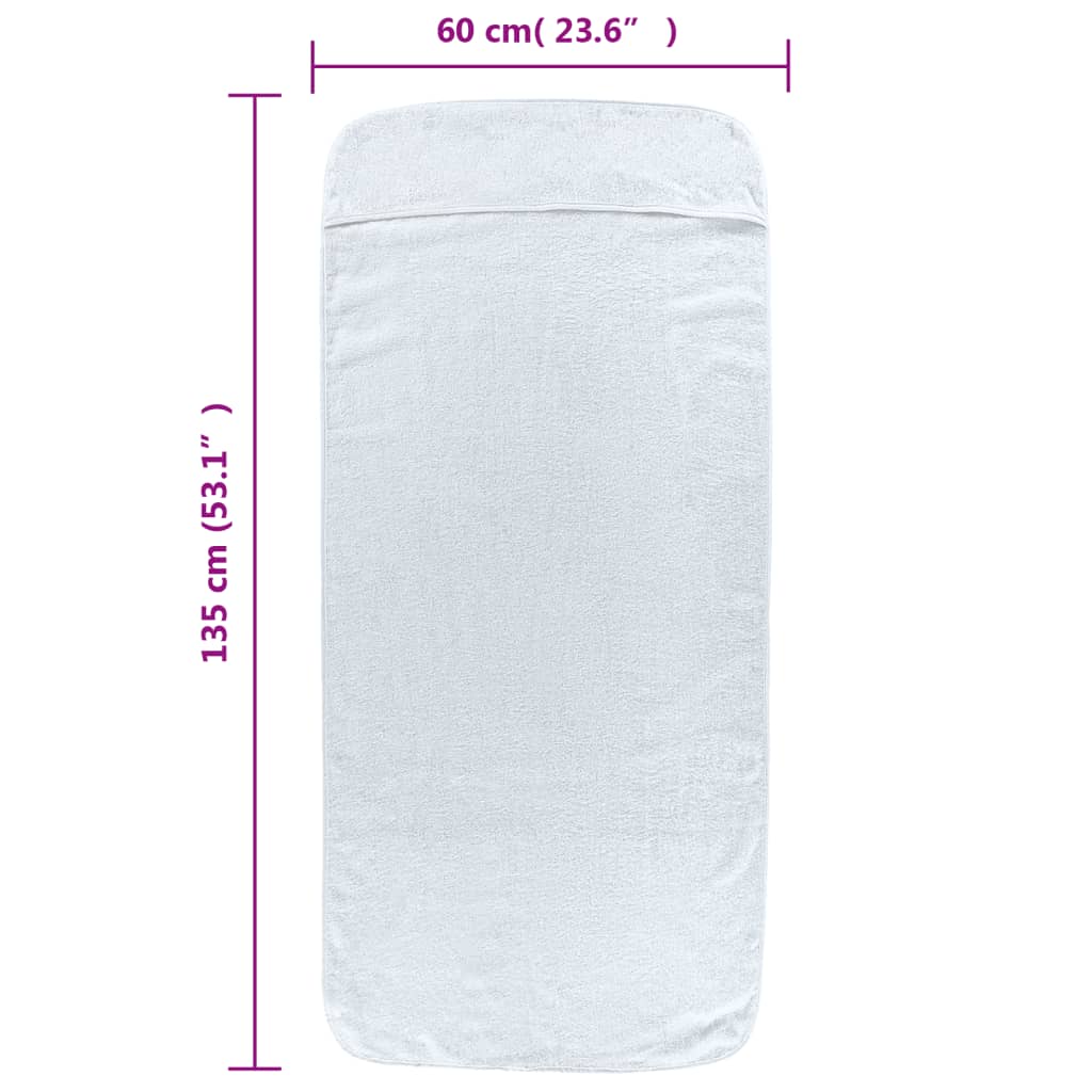 Beach Towels 2 pcs White 60x135 cm Fabric 400 GSM