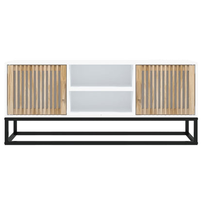 TV Cabinet White 105x30x45 cm Engineered Wood and Iron