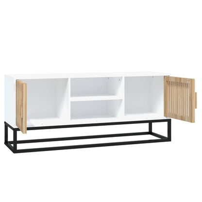 TV Cabinet White 105x30x45 cm Engineered Wood and Iron