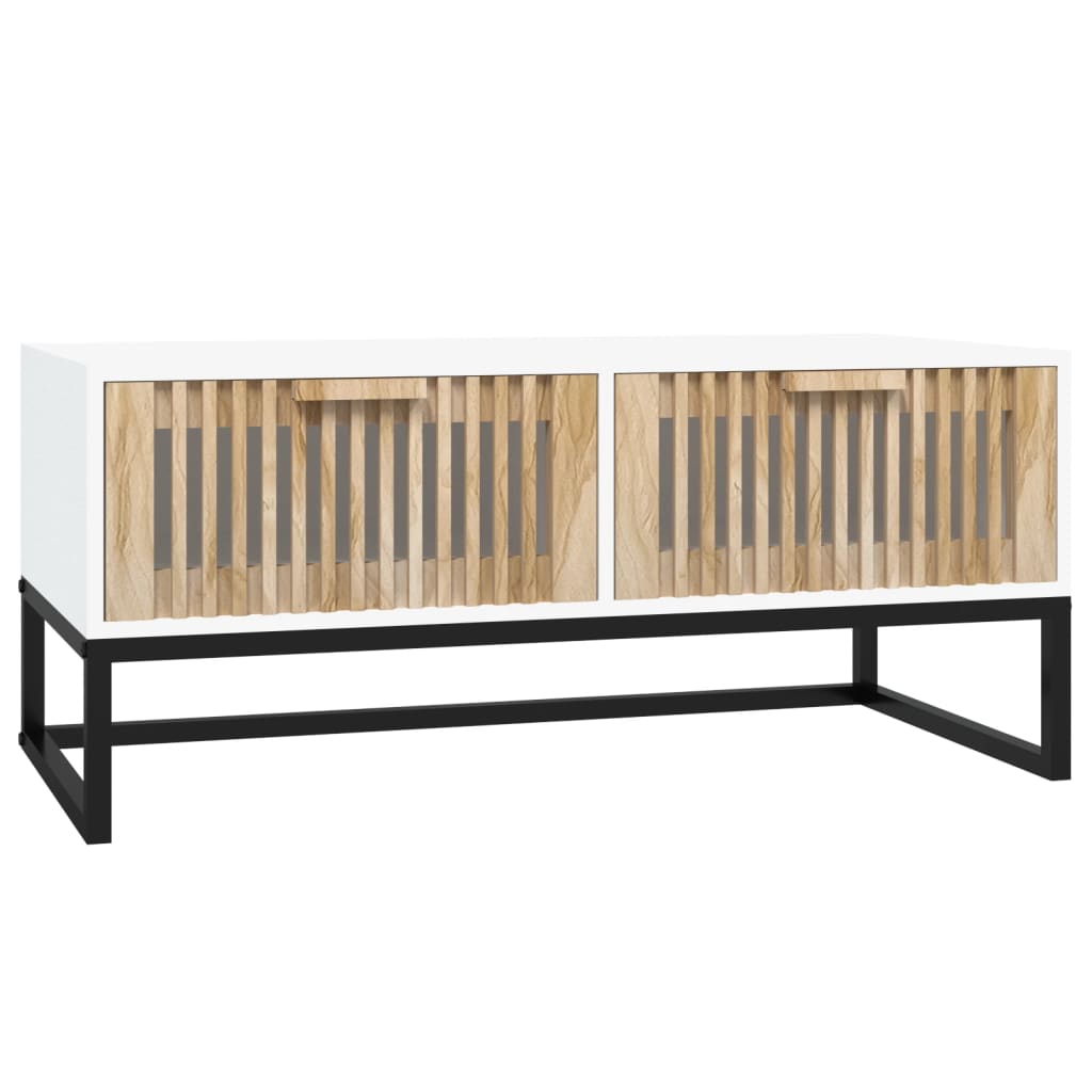 Coffee Table White 80x40x35 cm Engineered Wood and Iron