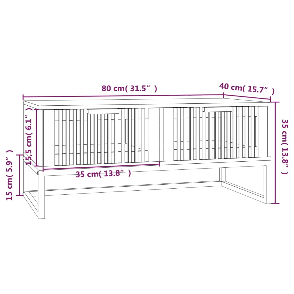 Coffee Table White 80x40x35 cm Engineered Wood and Iron