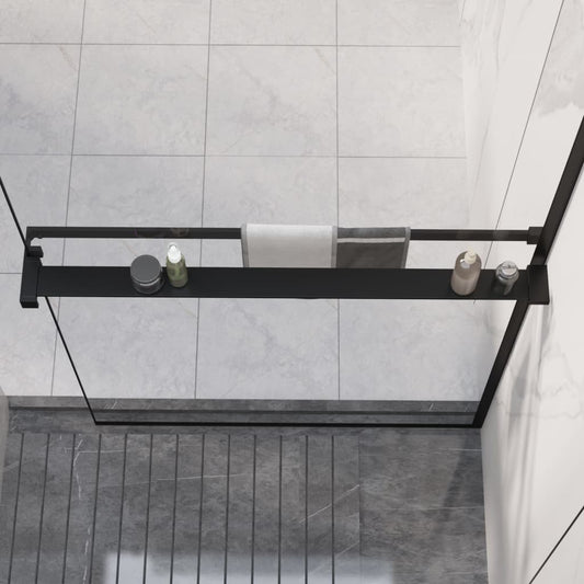 Shower Shelf for Walk-in Shower Wall Black 90 cm Aluminium