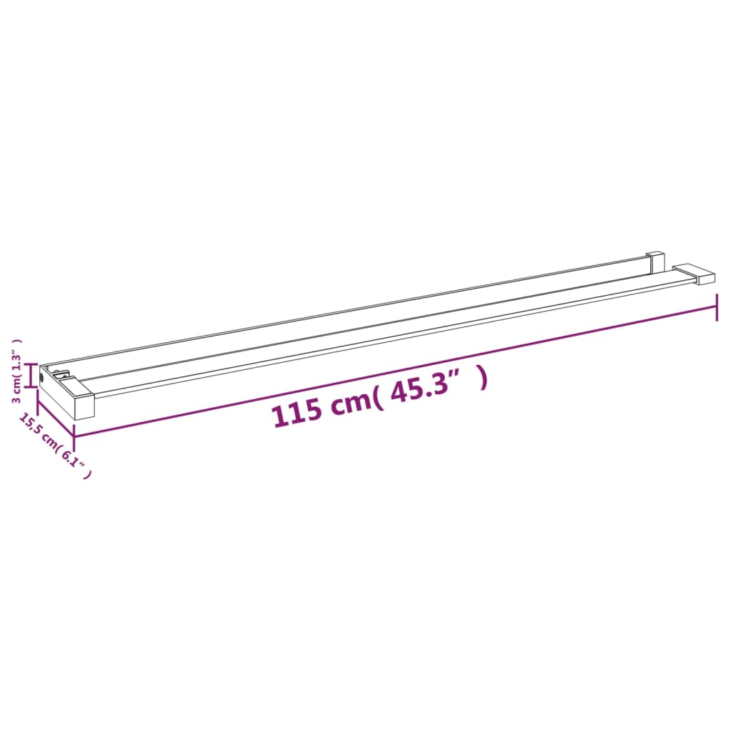 Shower Shelf for Walk-in Shower Wall Black 115 cm Aluminium