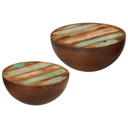 Bowl-shaped Coffee Tables 2 pcs Solid Wood Reclaimed