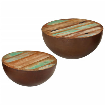 Bowl-shaped Coffee Tables 2 pcs Solid Wood Reclaimed